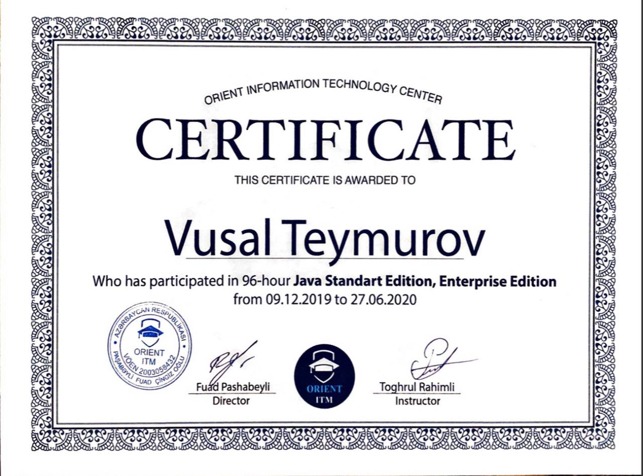 Java Developer Certificate